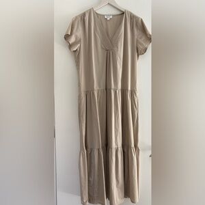 Elegant Tan V-Neck Dress